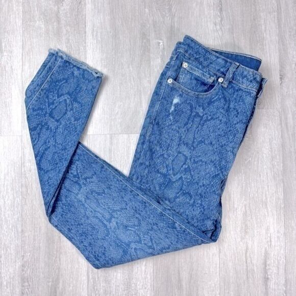 Snake Print Blue Skinny Jeans 10/30 - Picture 1 of 4